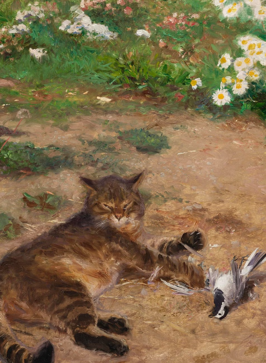 Katt och sädesärla av Bruno Liljefors