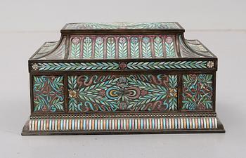 A Ferdinand Boberg Art Nouveau silver and enamel jewelry box, CG Hallberg, Stockholm 1909.