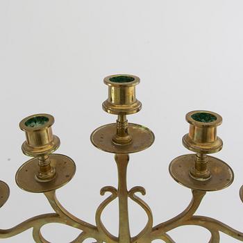 Candelabra, brass, a pair, Art Nouveau, early 20th century.