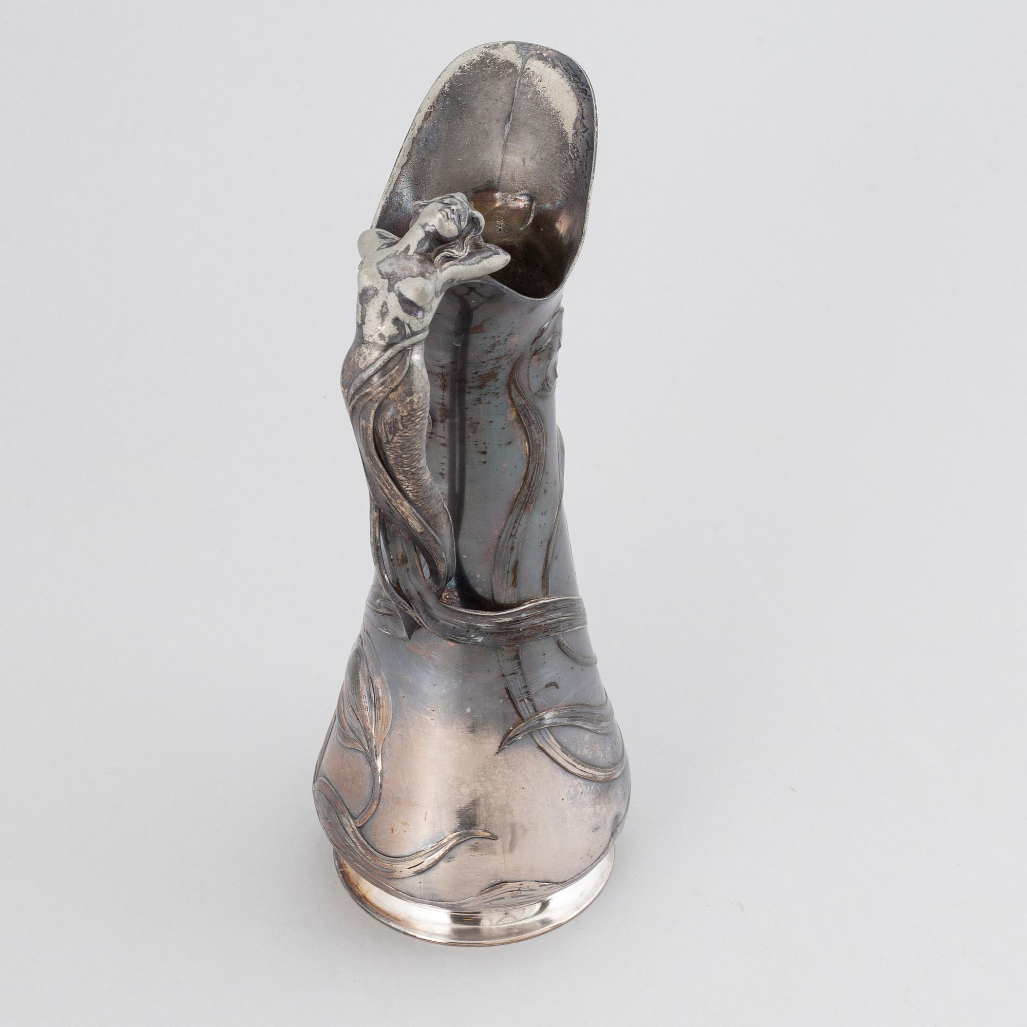 WÜRTTEMBERGISCHE METALLWARENFABRIK, kanna, jugend, försilvrad metall, Tyskland, 1900-talets början.