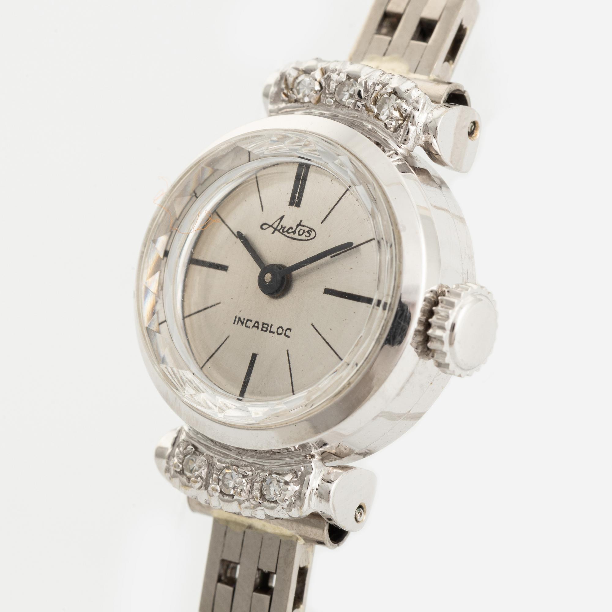 White gold and diamond ladies watch, Arctos Incabloc.