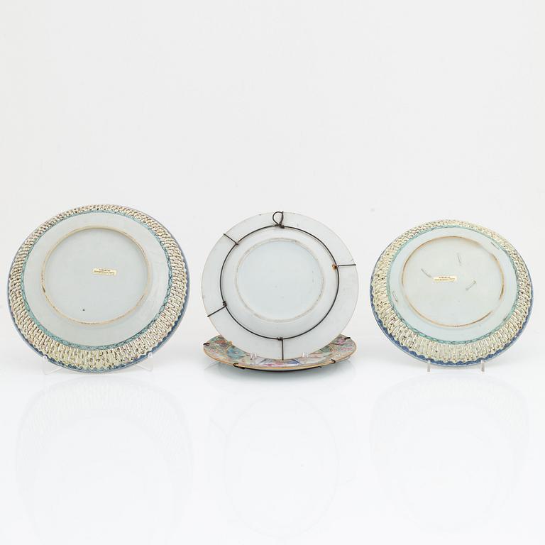 A group of four Chinese dishes, Qianlong (1736-95) and 19th century Canton.