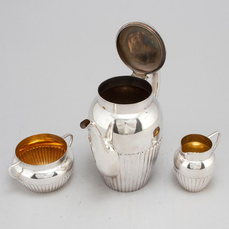 A three-piece silver coffee service from GAB, Stockholm, 1920-1.