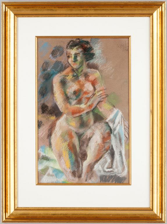 JULES SCHYL, pastell, sign o dat 42.