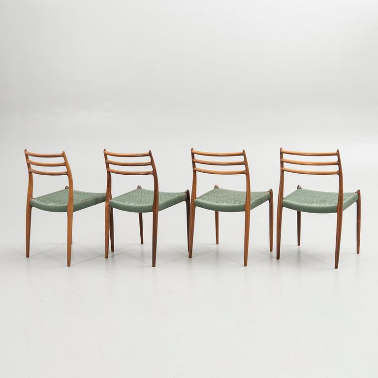 Niels Otto Møller, stolar, 4 st., Poul Jeppesen & JL Möller, Danmark, 1900-talets mitt.
