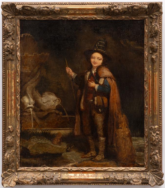 Thomas de Keyser, follower of, Translation: "Boy with dog by the fountain".