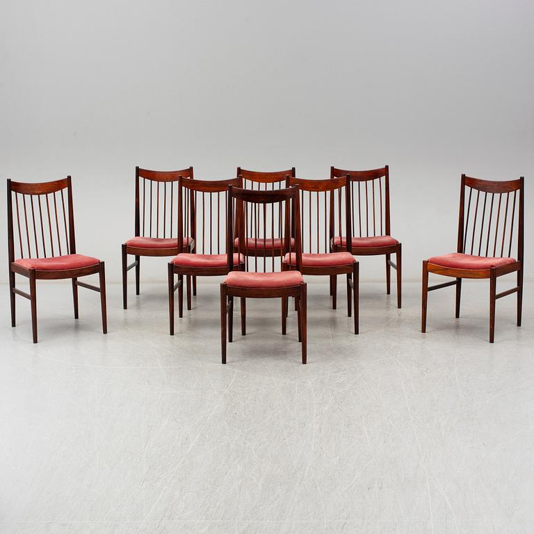 ARNE VODDER, eight Danish rosewood chairs from Sibast, 1960's.