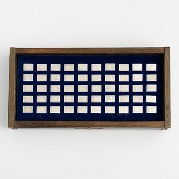 Miniatyrer, 50 st, sterling silver, "Historiens Stora Segelfartyg", Franklin Mint, 1970-tal.