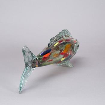 FIGURINER, 2 st samt skål, glas, troligen Murano. 1900-talets andra hälft.