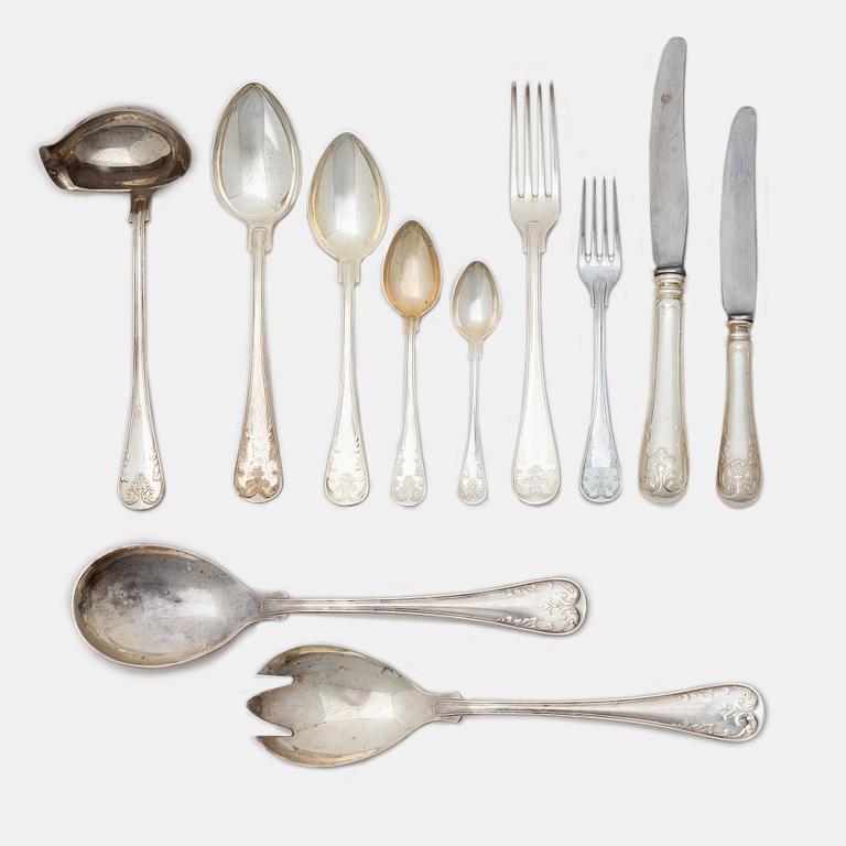 Guldsmedsaktiebolaget (GAB), A Swedish silver cutlery set, 'Gammal fransk' pattern, including with year mark Eskilstuna 1983 (89 pieces).