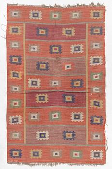 Märta Måås-Fjetterström, a carpet, 'Röd grön äng', flat weave, c. 242 x 150 cm, signed AB MMF.