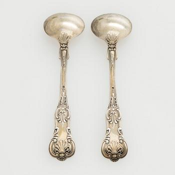 Black Starr & Frost, a pair of sterling silver shakers and sugar bowls, USA around 1900, Gorham pair of sterling spoons.
