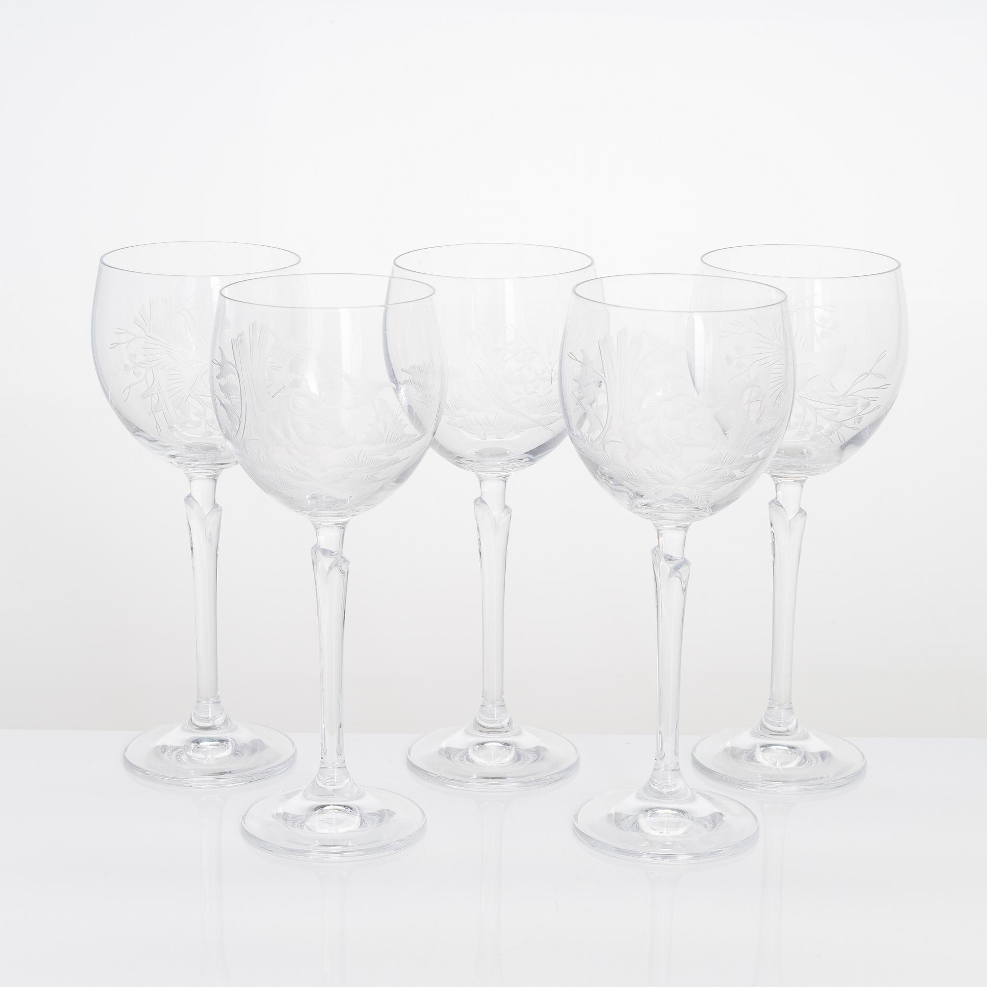 Drinking glasses, 21 pcs, with animal motifs, possibly Germany, late 20th century.