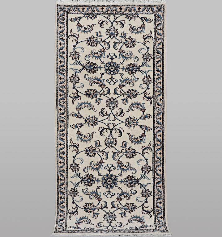 A runner carpet, Nain, part silk, ca 192 x 80 cm.