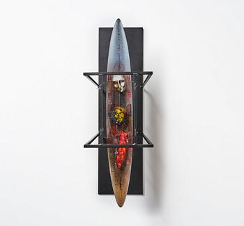 Bertil Vallien, a unique sand cast glass sculpture of a boat, Kosta Boda, Sweden.