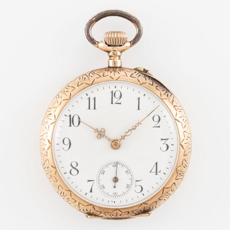 Pocket watch, 14K gold, 34 mm.