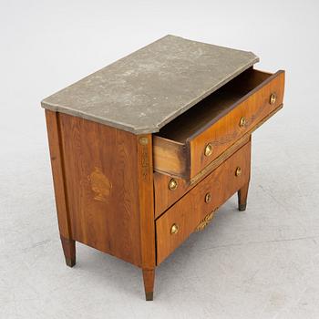 A Gustavian marquetry and gilt-brass mounted commode, late 18th century.