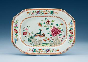 1573. A famille rose 'double peacock' serving dish, Qing dynasty, Qianlong (1736-95).