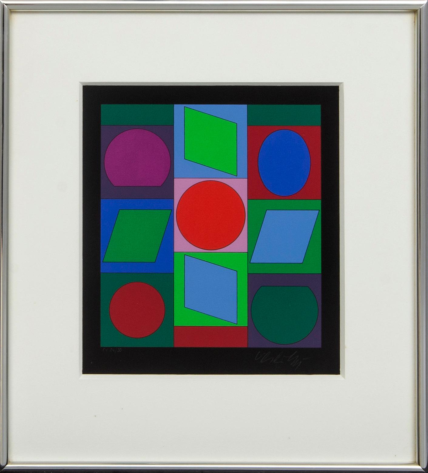 Victor Vasarely, colour serigraph, signed and numbered FV 24/50.