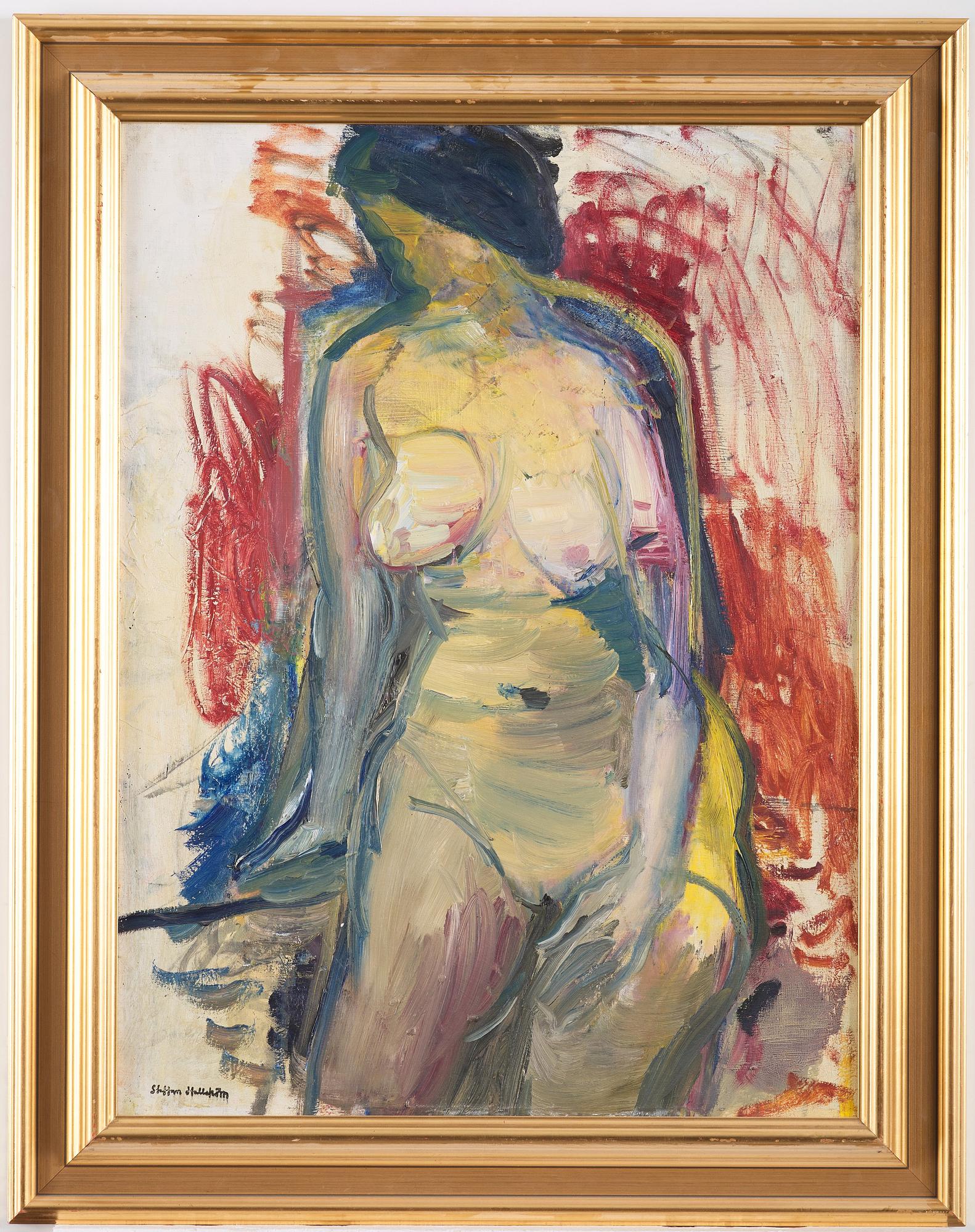 Staffan Hallström, "Woman against red background" (Kvinna mot röd bakgrund).