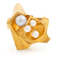 Björn Weckström, ring 18K gold with cultured pearls, Finland. For Lapponia.
