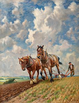 202. Wright Barker, Ploughing the Fields.