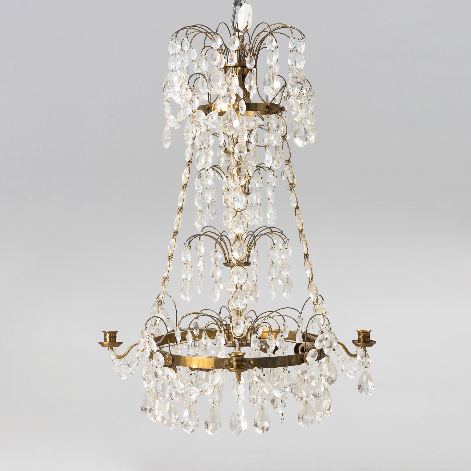 A Gustavian style chandelier, Sweden, first half of the 20th century.