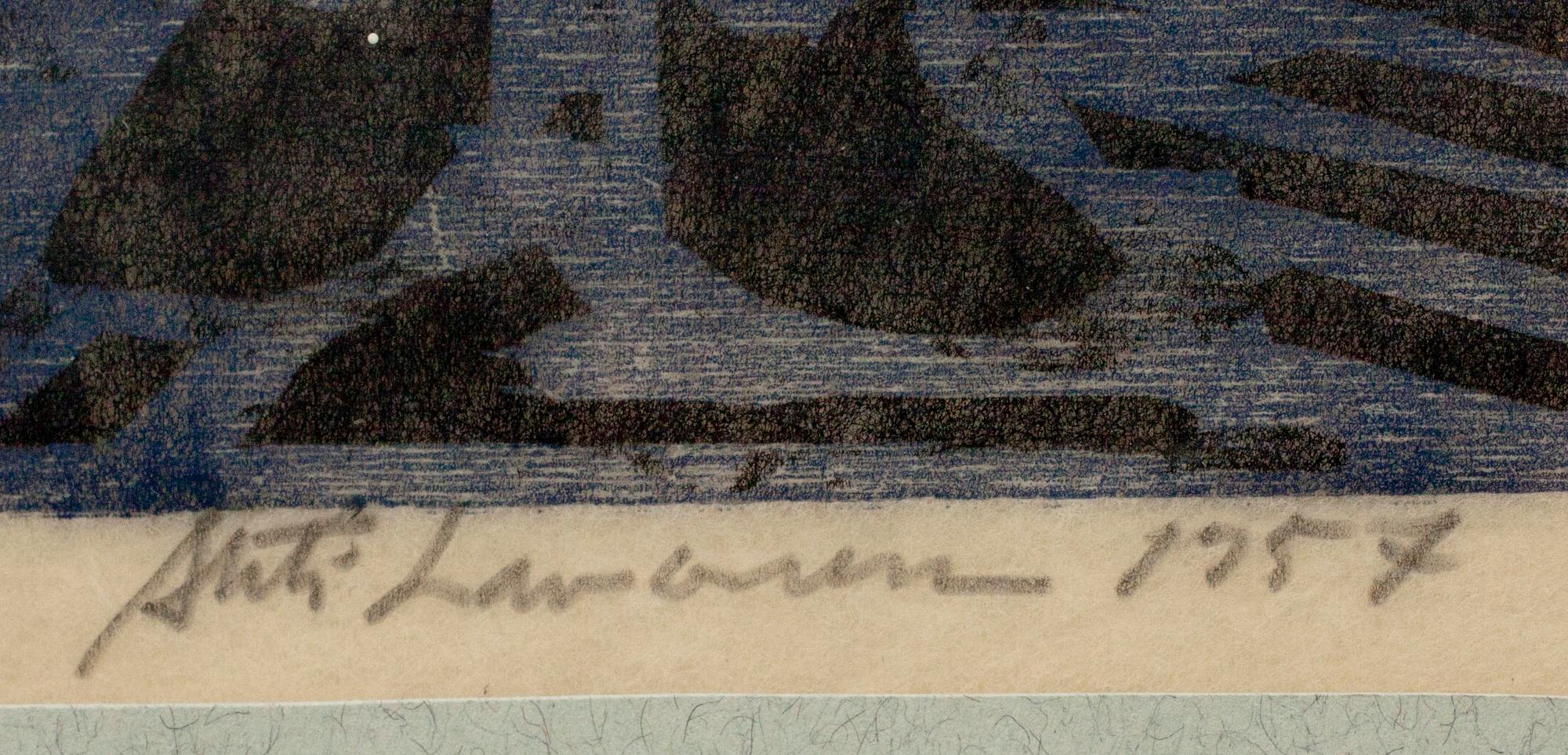 AHTI LAVONEN, träsnitt, signerad och daterad 1957, Tpl'a.