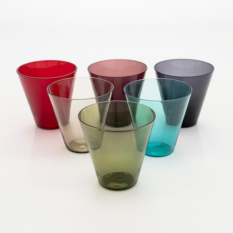 Kaj Franck, a set of six 'Kimara' drinking glasses, Notsjö, Nuutajärvi, Finland, in original box, 1960s.