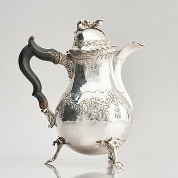 A Swedish 18th century silver coffee-pot, mark of Jacob Lampa, Stockholm 1777.