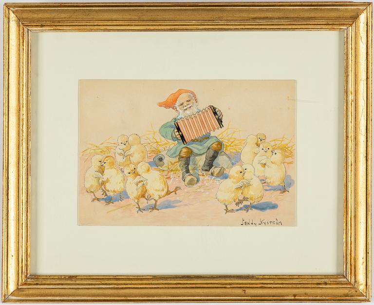 JENNY NYSTRÖM, watercolour & gouache,signed.