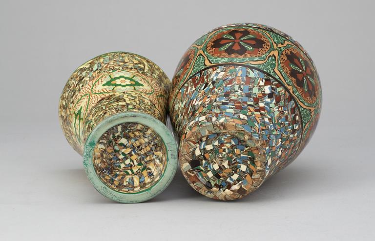 Two ceramic vases, signed A.M. Vallauris, Gerbino.