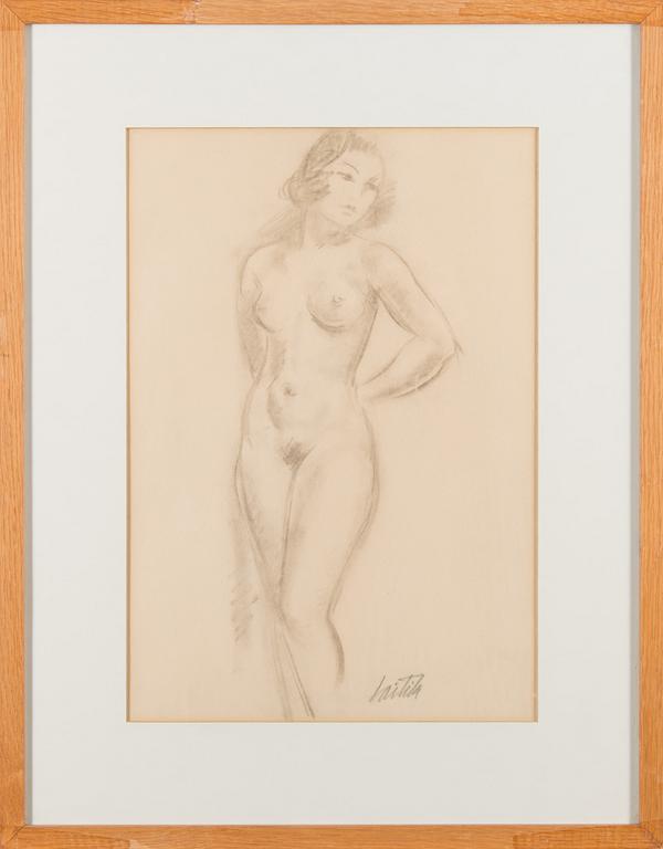 ATTE LAITILA, charcoal drawing on paper, signed.