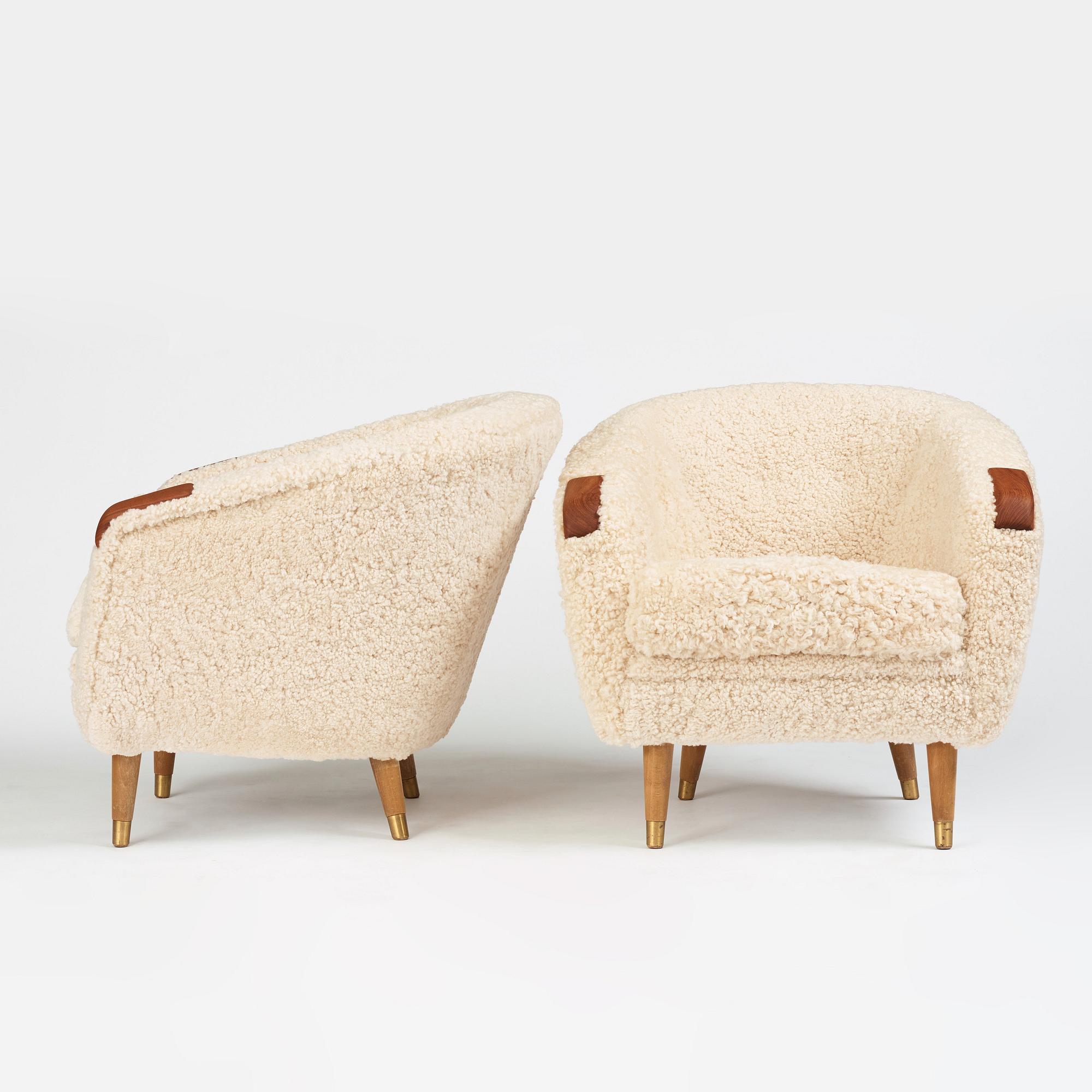 Arnt Lande, tillskrivna, modell "Senior", fåtöljer 1 par, Møller & Stokke, Norge, 1950-60-tal.