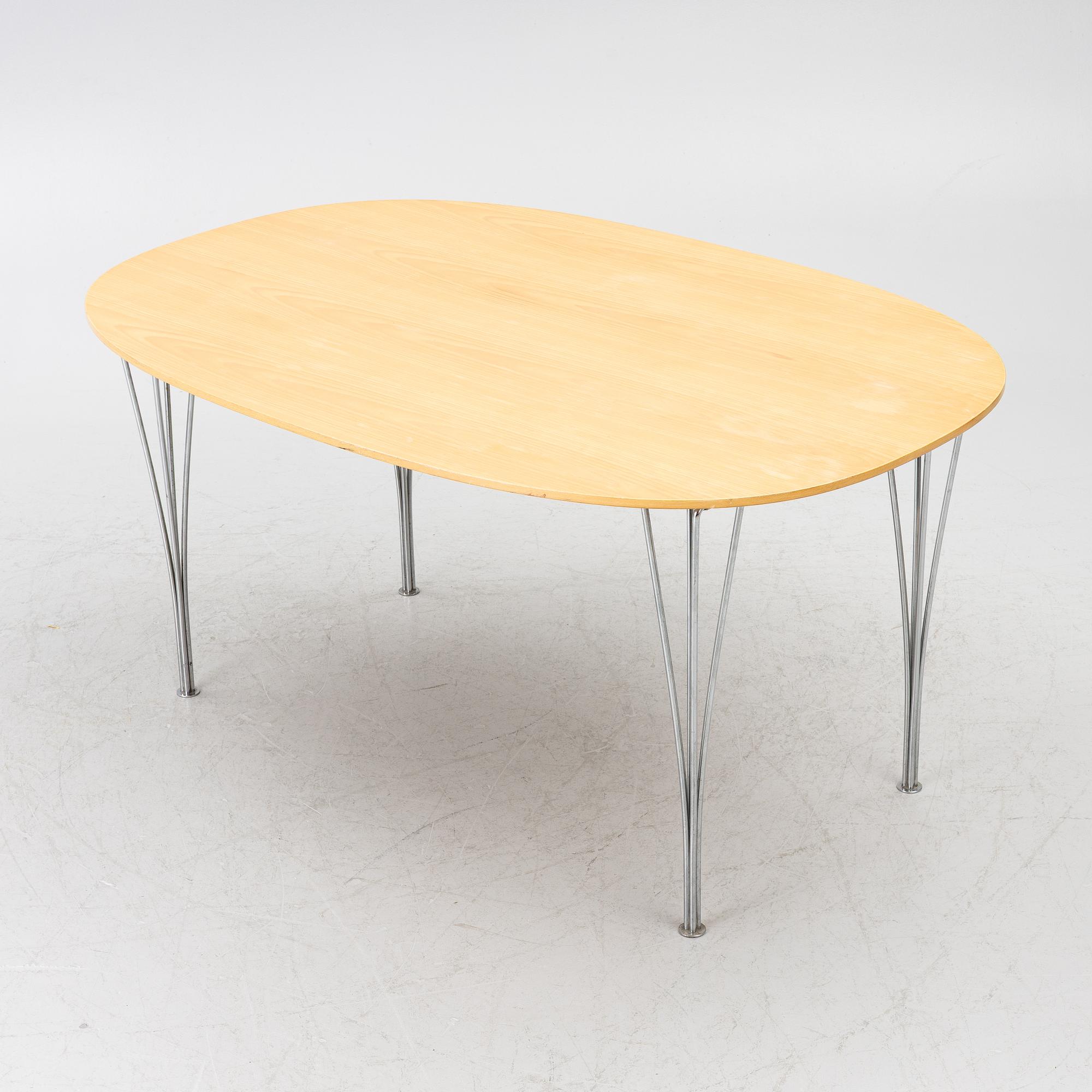 Bruno Mathsson, & Piet Hein, matbord, "Superellips", Fritz Hansen, Danmark, 1986.