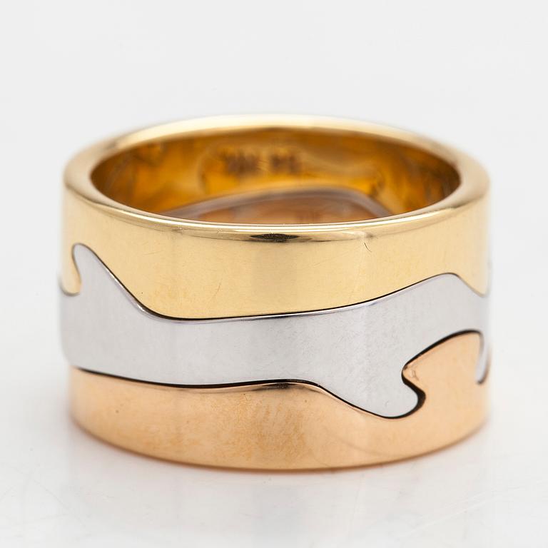 Georg Jensen, a 3 pcs 'Fusion' ring,  18K tri-color gold, Nina Koppel.