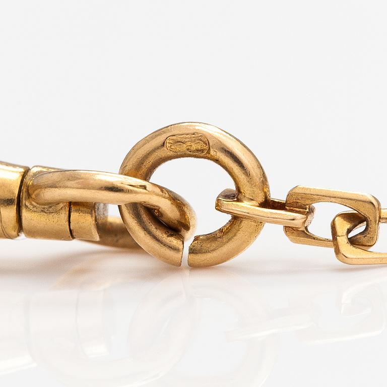 Kelloketju, 18K kultaa. Ruotsalainen tarkastusleima.