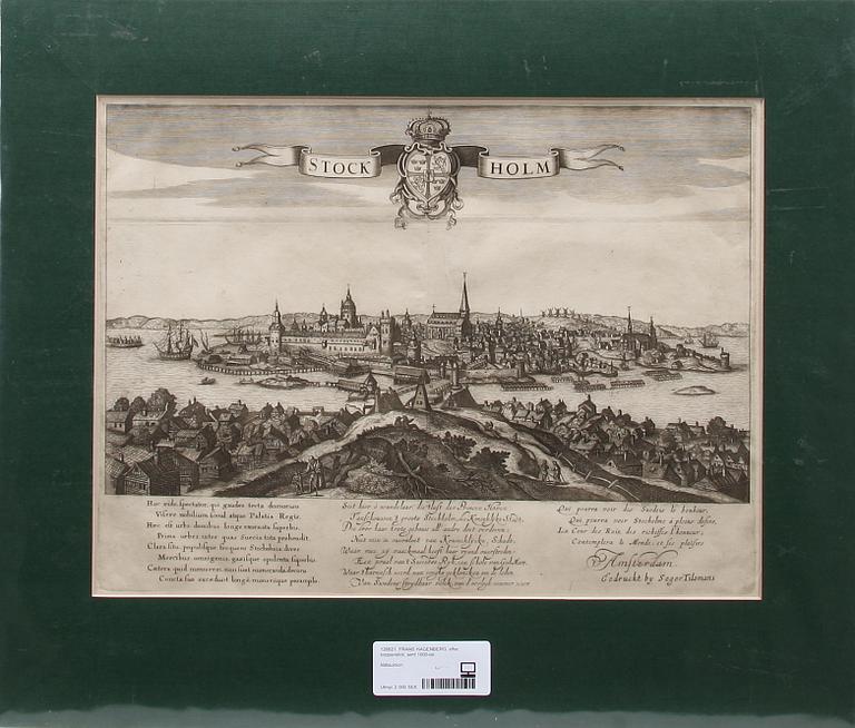 FRANS HAGENBERG, efter, kopparstick, sent 1600-tal.
