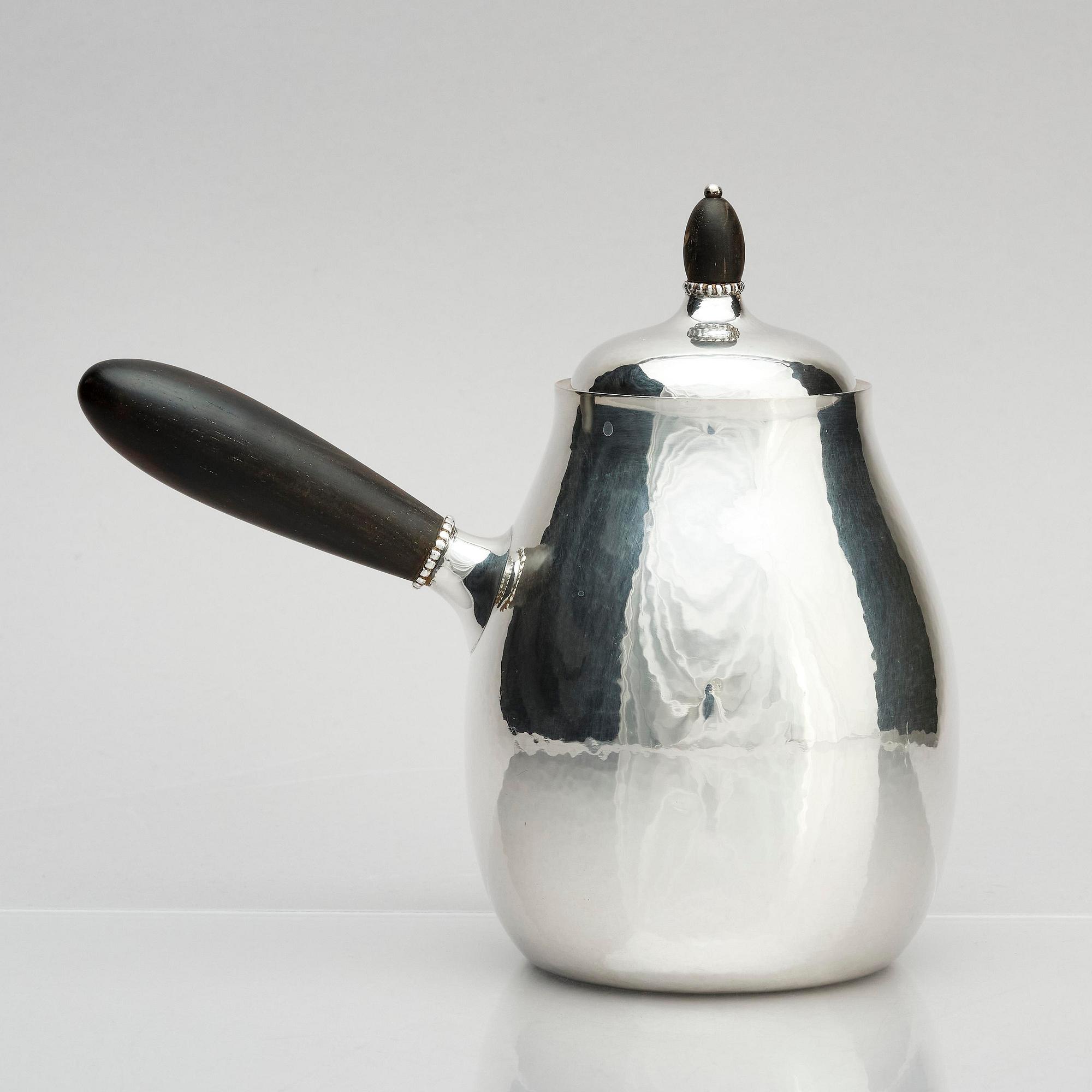 Georg Jensen, a sterling silver 3 pieces coffee set, Copenhagen, Denmark, after 1945, design no 80A.