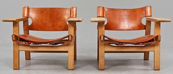 FÅTÖLJER, ett par, "Spanska stolen", Borge Mogensen, 1900-talets fjärde kvartal.