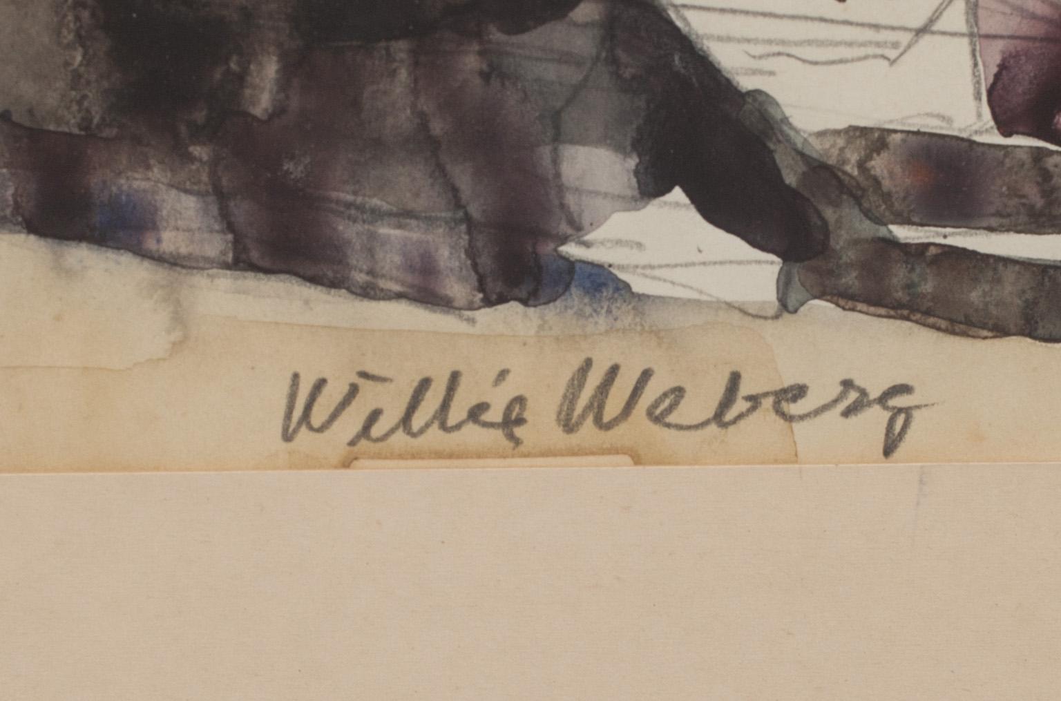 WILLIE WEBERG, blandteknik på papper, signerad.
