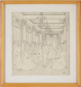 RUDOLF CARLBORG, 9 st, tuschteckningar, sign.