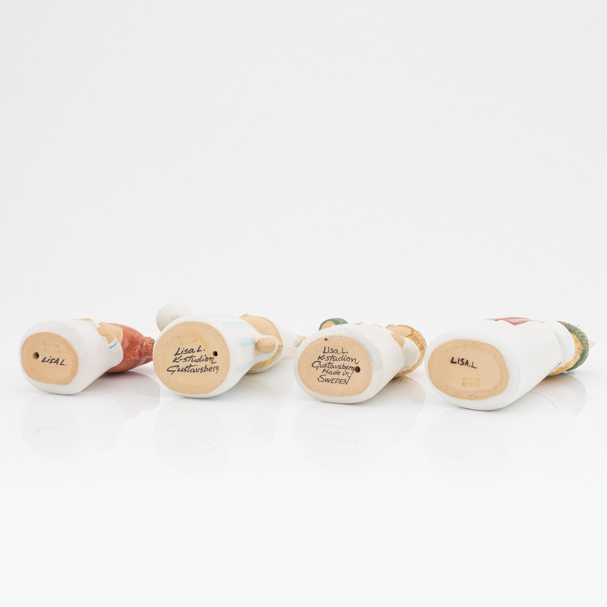 Lisa Larson, four stoneware Lucia figurines, K-studion, Gustavsberg.
