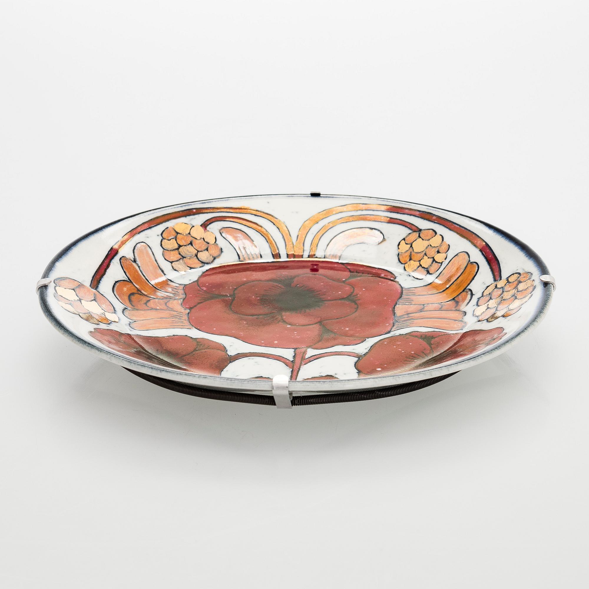 Birger Kaipiainen, dekorationstallrik,stengods, signerad Kaipiainen Arabia.