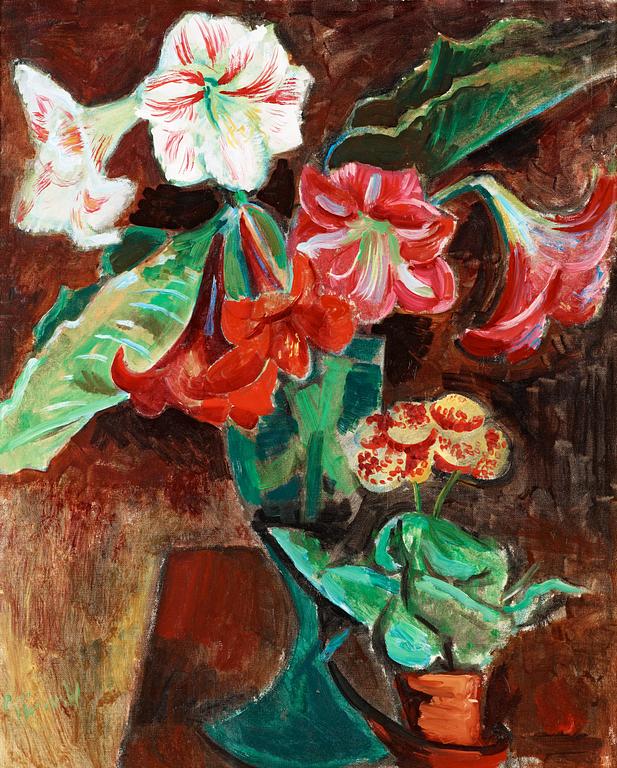 Isaac Grünewald, Blomsterstilleben med Amaryllis.