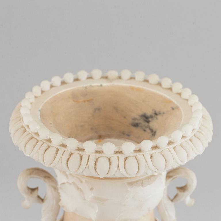 A pair of 20th century alabaster vases.
