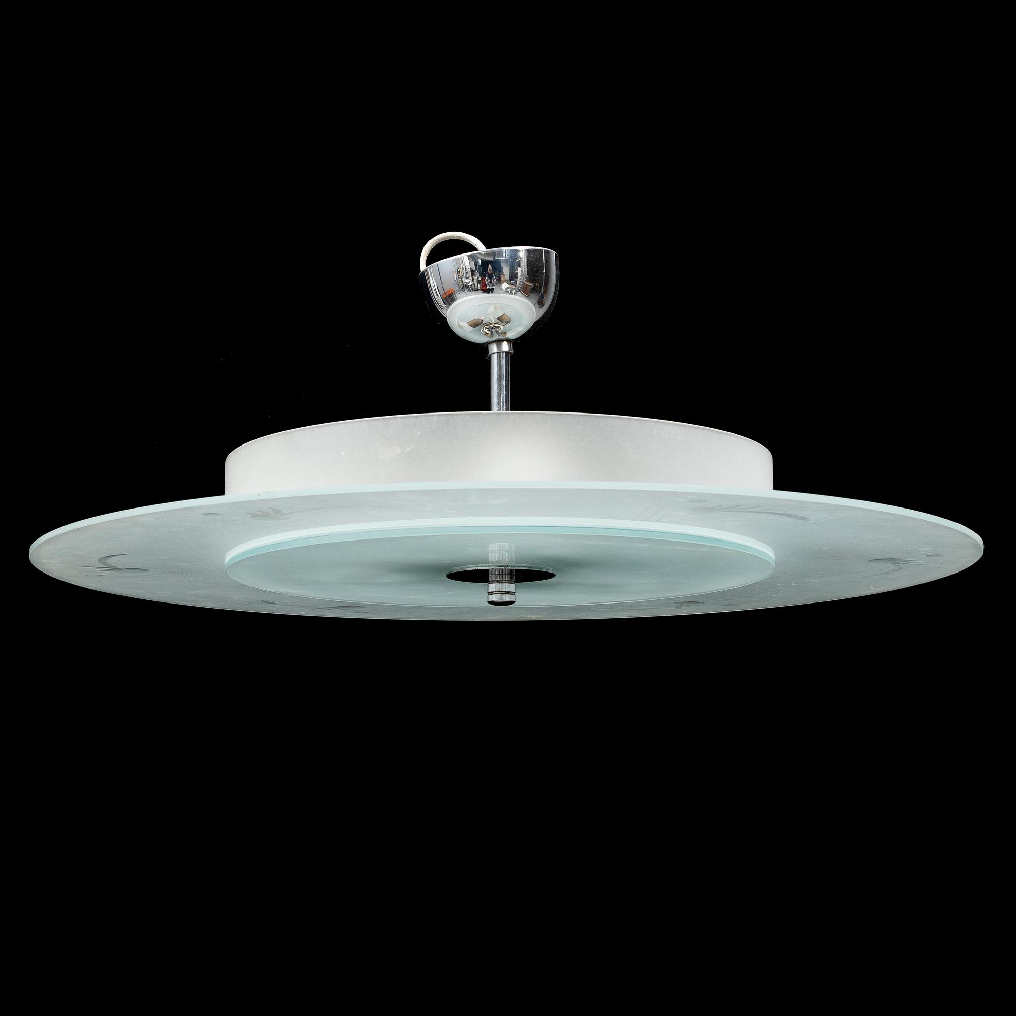 A glass ceiling light 1930's.