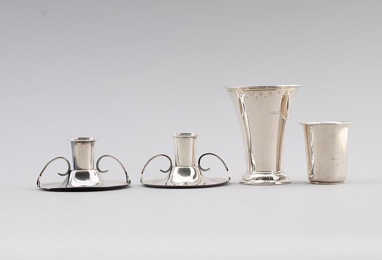 SILVERFÖREMÅL, 3 delar, 1900-talets andra hälft. Vikt ca 280 gram.