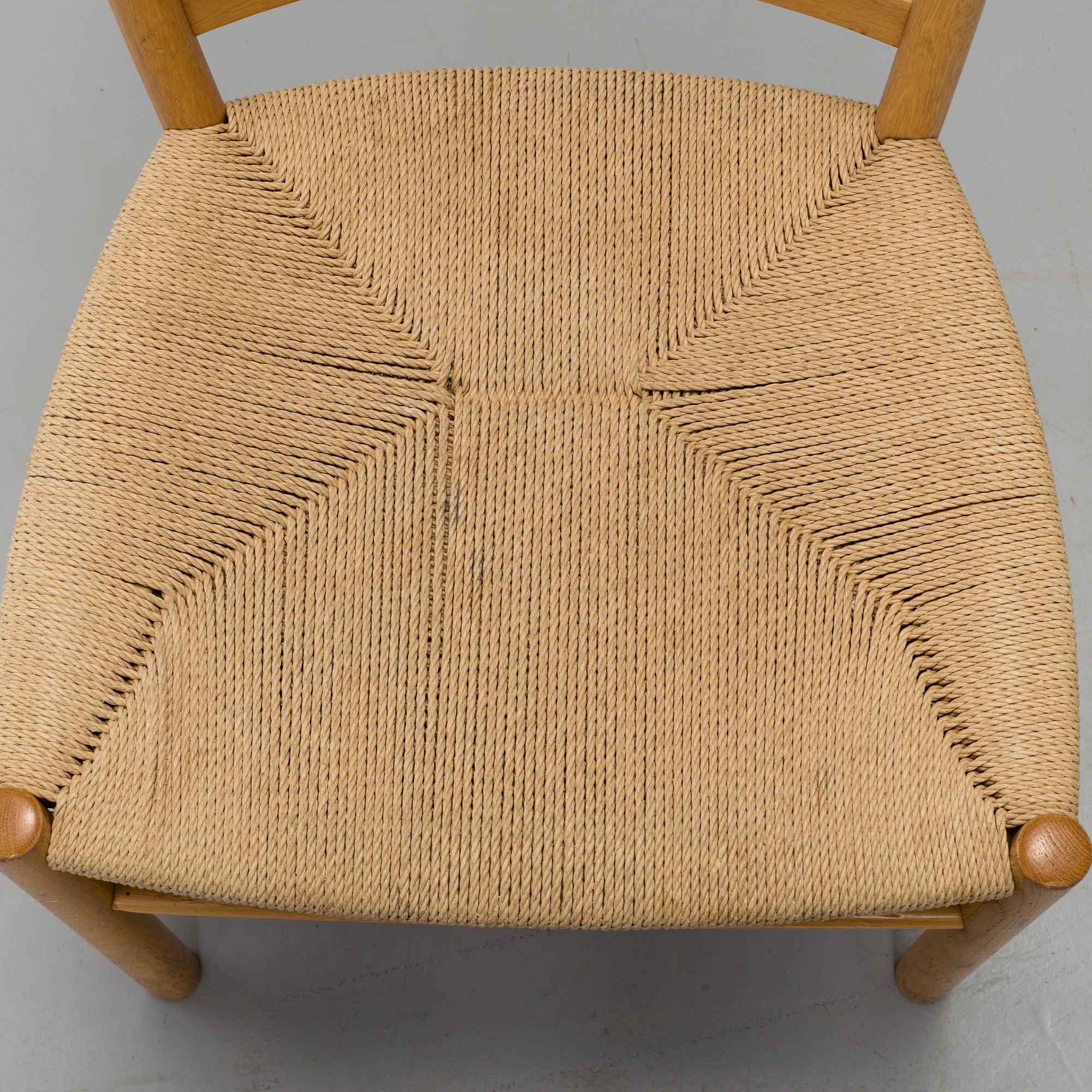 KAARE KLINT, chairs, a pair, "Kirkestolen", Gemla, Diö. Signed with label. Probably 1960s / 70s.