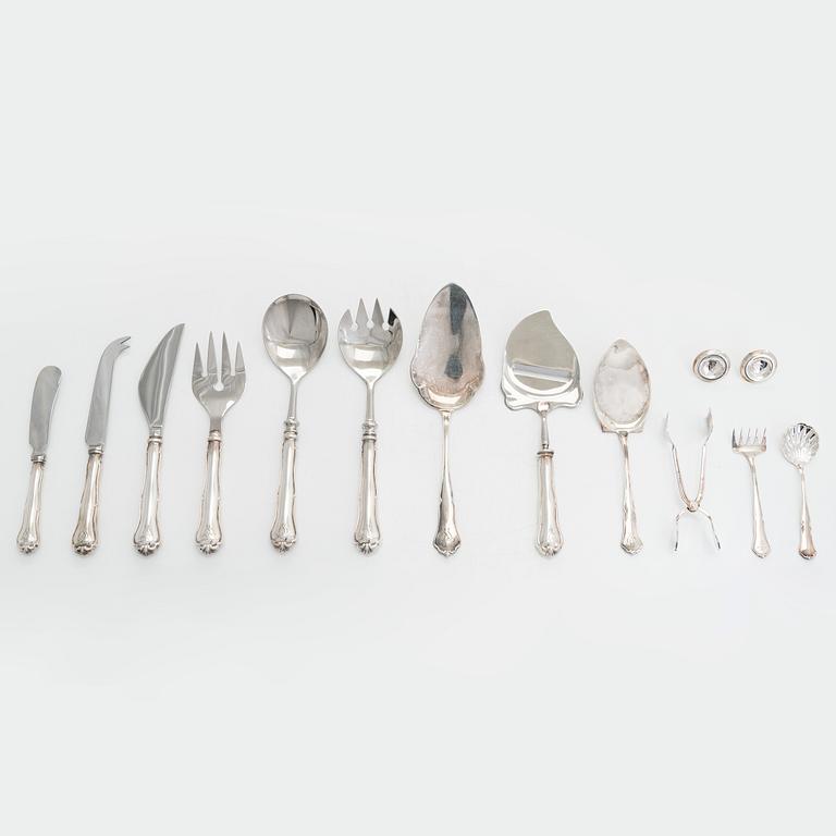 A 56-piece set of 'Chippendale' silver cutlery,  Auran Kultaseppä, Turku and Kultakeskus Hämeenlinna 1975-82.